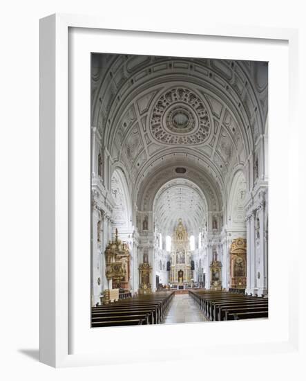 Germany, Bavaria, Munich, Nave of Michaelskirche, Second Largest Barrel-Vaulted Roof in the World t-John Warburton-lee-Framed Photographic Print