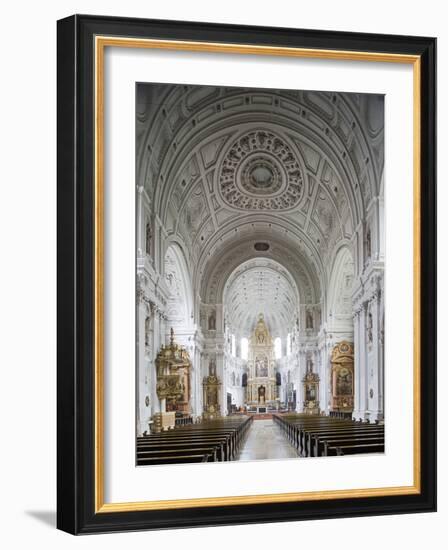 Germany, Bavaria, Munich, Nave of Michaelskirche, Second Largest Barrel-Vaulted Roof in the World t-John Warburton-lee-Framed Photographic Print