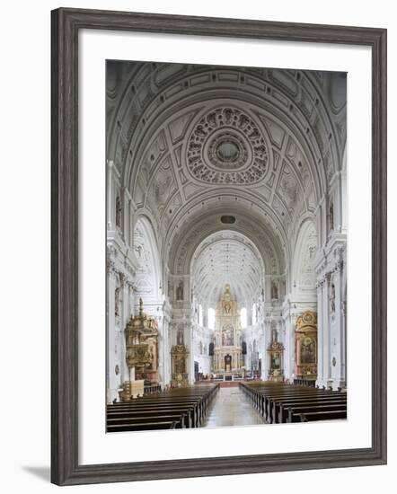 Germany, Bavaria, Munich, Nave of Michaelskirche, Second Largest Barrel-Vaulted Roof in the World t-John Warburton-lee-Framed Photographic Print