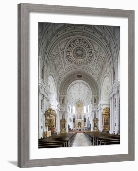 Germany, Bavaria, Munich, Nave of Michaelskirche, Second Largest Barrel-Vaulted Roof in the World t-John Warburton-lee-Framed Photographic Print