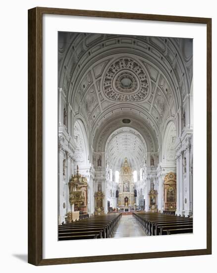 Germany, Bavaria, Munich, Nave of Michaelskirche, Second Largest Barrel-Vaulted Roof in the World t-John Warburton-lee-Framed Photographic Print