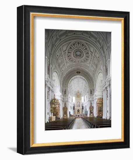 Germany, Bavaria, Munich, Nave of Michaelskirche, Second Largest Barrel-Vaulted Roof in the World t-John Warburton-lee-Framed Photographic Print