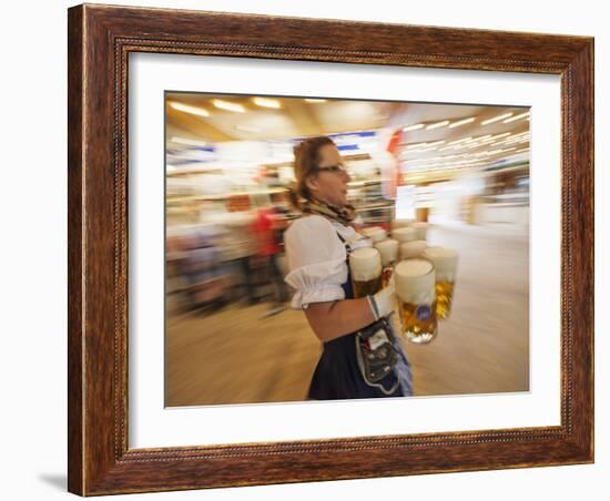 Germany, Bavaria, Munich, Oktoberfest, Waitress With Beer Steins-Steve Vidler-Framed Photographic Print