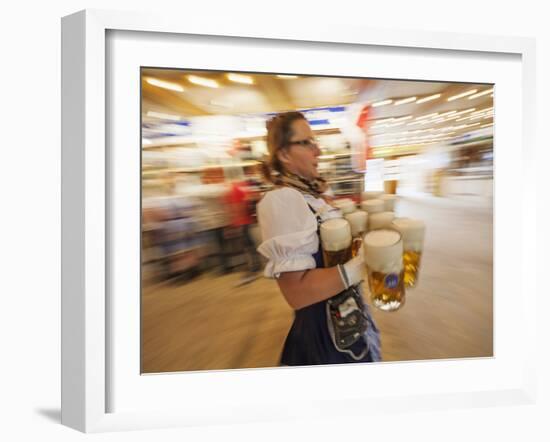 Germany, Bavaria, Munich, Oktoberfest, Waitress With Beer Steins-Steve Vidler-Framed Photographic Print