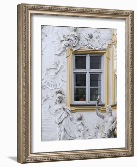 Germany, Bavaria, Munich, Ornate Stucco or Plasterwork Adorning the Front of a House in the City-John Warburton-lee-Framed Photographic Print