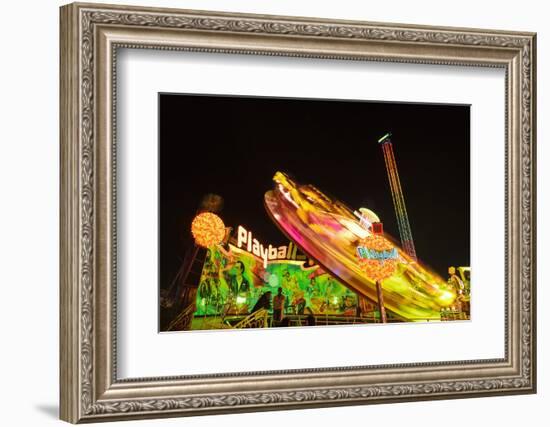 Germany, Bavaria, Munich, Theresienwiese, Oktoberfest, Play Ball Carousel, Night-Udo Siebig-Framed Photographic Print