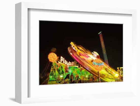 Germany, Bavaria, Munich, Theresienwiese, Oktoberfest, Play Ball Carousel, Night-Udo Siebig-Framed Photographic Print