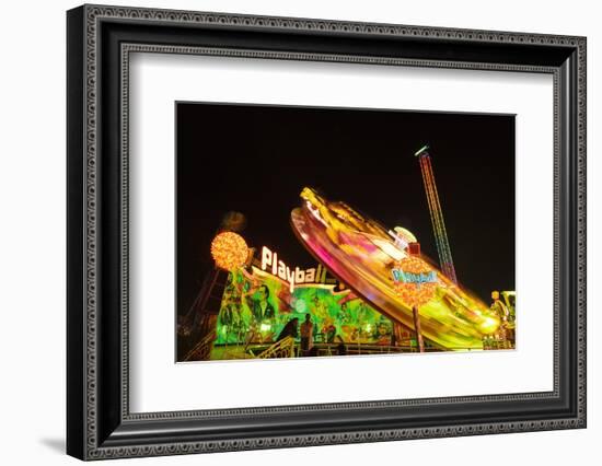 Germany, Bavaria, Munich, Theresienwiese, Oktoberfest, Play Ball Carousel, Night-Udo Siebig-Framed Photographic Print