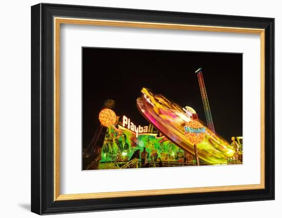 Germany, Bavaria, Munich, Theresienwiese, Oktoberfest, Play Ball Carousel, Night-Udo Siebig-Framed Photographic Print