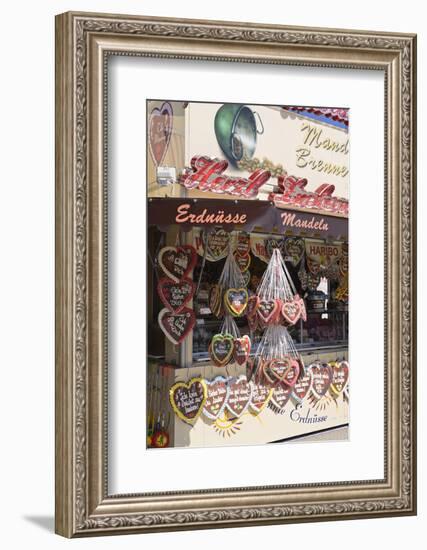 Germany, Bavaria, Munich, Theresienwiese Oktoberfest, Souvenir Stand, Gingerbread Hearts-Udo Siebig-Framed Photographic Print