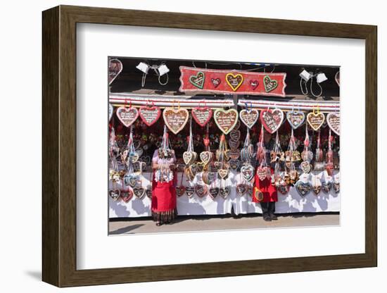 Germany, Bavaria, Munich, Theresienwiese Oktoberfest, Souvenir Stand, Gingerbread Hearts-Udo Siebig-Framed Photographic Print