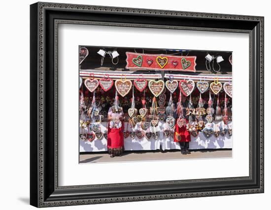 Germany, Bavaria, Munich, Theresienwiese Oktoberfest, Souvenir Stand, Gingerbread Hearts-Udo Siebig-Framed Photographic Print