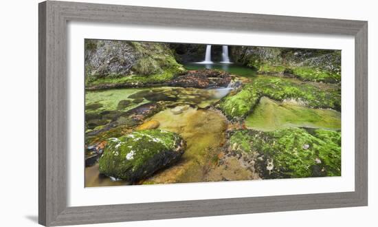 Germany, Bavaria, Natural Reserve Schwarzbach, Autumn, Moss, Waterfall-Rainer Mirau-Framed Photographic Print