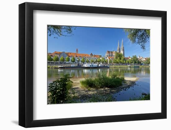 Germany, Bavaria, Regensburg, Danube Shore, Museum Ship, Cathedral-Chris Seba-Framed Photographic Print