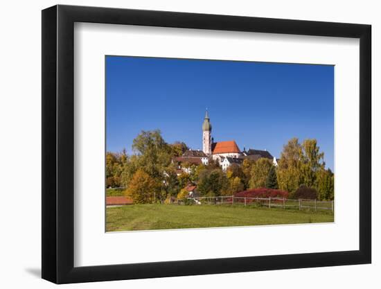 Germany, Bavaria, Upper Bavaria, FŸnfseenland, Andechs, Autumn Landscape with Abbey Andechs-Udo Siebig-Framed Photographic Print