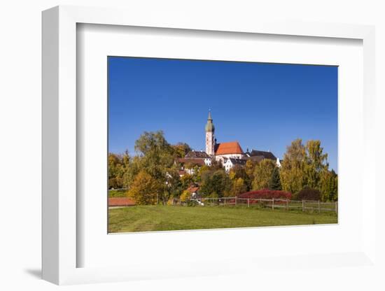 Germany, Bavaria, Upper Bavaria, FŸnfseenland, Andechs, Autumn Landscape with Abbey Andechs-Udo Siebig-Framed Photographic Print