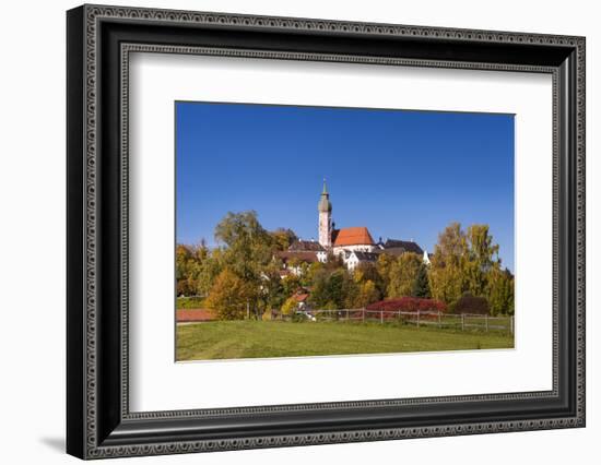 Germany, Bavaria, Upper Bavaria, FŸnfseenland, Andechs, Autumn Landscape with Abbey Andechs-Udo Siebig-Framed Photographic Print