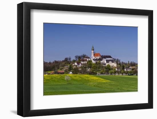 Germany, Bavaria, Upper Bavaria, FŸnfseenland, Andechs, Spring Landscape with Abbey Andechs-Udo Siebig-Framed Photographic Print