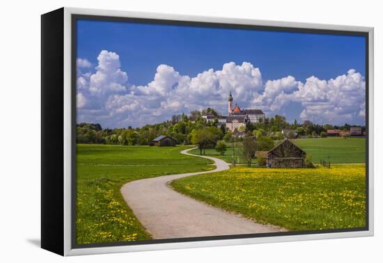 Germany, Bavaria, Upper Bavaria, FŸnfseenland, Andechs, Spring Scenery with Cloister of Andechs-Udo Siebig-Framed Premier Image Canvas