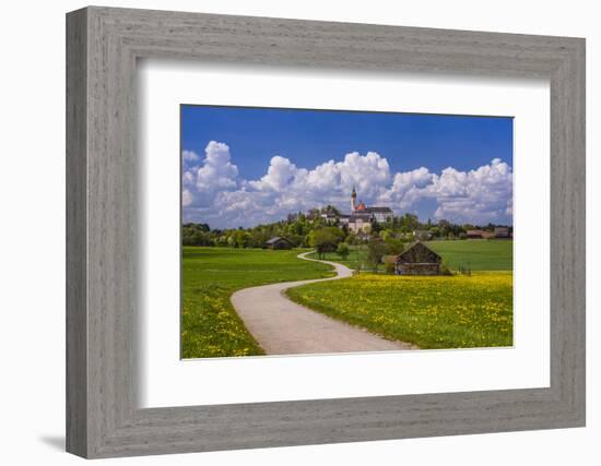 Germany, Bavaria, Upper Bavaria, FŸnfseenland, Andechs, Spring Scenery with Cloister of Andechs-Udo Siebig-Framed Photographic Print