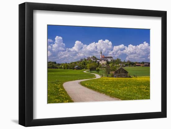 Germany, Bavaria, Upper Bavaria, FŸnfseenland, Andechs, Spring Scenery with Cloister of Andechs-Udo Siebig-Framed Photographic Print