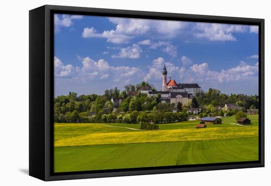 Germany, Bavaria, Upper Bavaria, FŸnfseenland, Andechs, Spring Scenery with Cloister of Andechs-Udo Siebig-Framed Premier Image Canvas