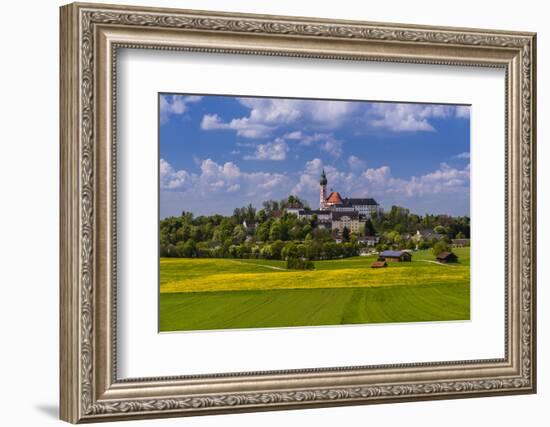 Germany, Bavaria, Upper Bavaria, FŸnfseenland, Andechs, Spring Scenery with Cloister of Andechs-Udo Siebig-Framed Photographic Print