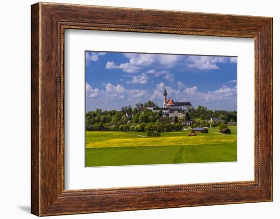 Germany, Bavaria, Upper Bavaria, FŸnfseenland, Andechs, Spring Scenery with Cloister of Andechs-Udo Siebig-Framed Photographic Print