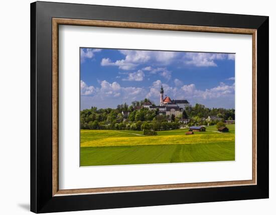 Germany, Bavaria, Upper Bavaria, FŸnfseenland, Andechs, Spring Scenery with Cloister of Andechs-Udo Siebig-Framed Photographic Print