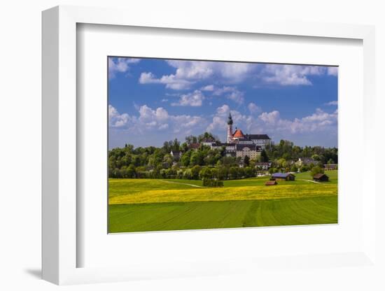 Germany, Bavaria, Upper Bavaria, FŸnfseenland, Andechs, Spring Scenery with Cloister of Andechs-Udo Siebig-Framed Photographic Print