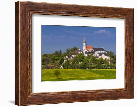 Germany, Bavaria, Upper Bavaria, FŸnfseenland, Andechs, Spring Scenery with Cloister of Andechs-Udo Siebig-Framed Photographic Print