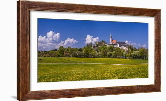 Germany, Bavaria, Upper Bavaria, FŸnfseenland, Andechs, Spring Scenery with Cloister of Andechs-Udo Siebig-Framed Photographic Print