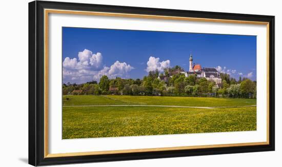 Germany, Bavaria, Upper Bavaria, FŸnfseenland, Andechs, Spring Scenery with Cloister of Andechs-Udo Siebig-Framed Photographic Print