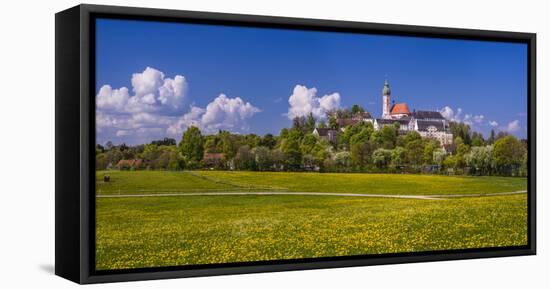 Germany, Bavaria, Upper Bavaria, FŸnfseenland, Andechs, Spring Scenery with Cloister of Andechs-Udo Siebig-Framed Premier Image Canvas