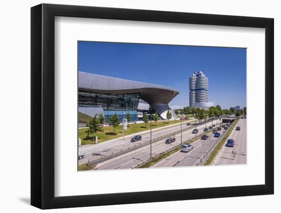 Germany, Bavaria, Upper Bavaria, Munich, Georg-Brauchle-Ring at the Olympic Park with Bmw Tower-Udo Siebig-Framed Photographic Print