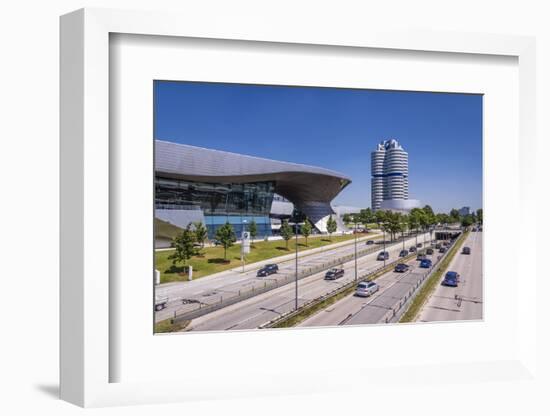Germany, Bavaria, Upper Bavaria, Munich, Georg-Brauchle-Ring at the Olympic Park with Bmw Tower-Udo Siebig-Framed Photographic Print