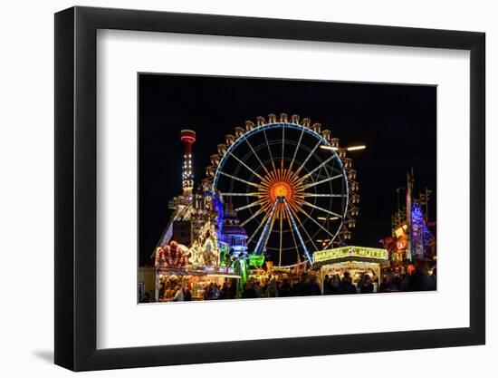 Germany, Bavaria, Upper Bavaria, Munich, Theresienwiese, Oktoberfest, Big Wheel, at Night-Udo Siebig-Framed Photographic Print