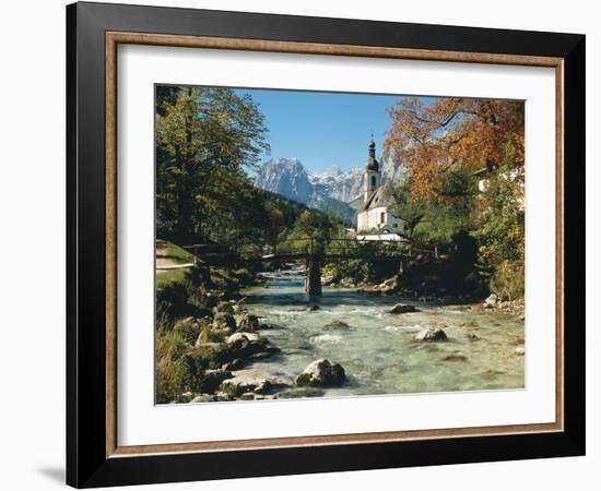 Germany, Berchtesgadener Land District, Ramsau, Church, Brook, Reiter Alpe-Thonig-Framed Photographic Print