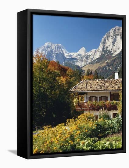 Germany, Berchtesgadener Land District, Ramsau, Farmhouse, Mountains, Reiter Alpe-Thonig-Framed Premier Image Canvas