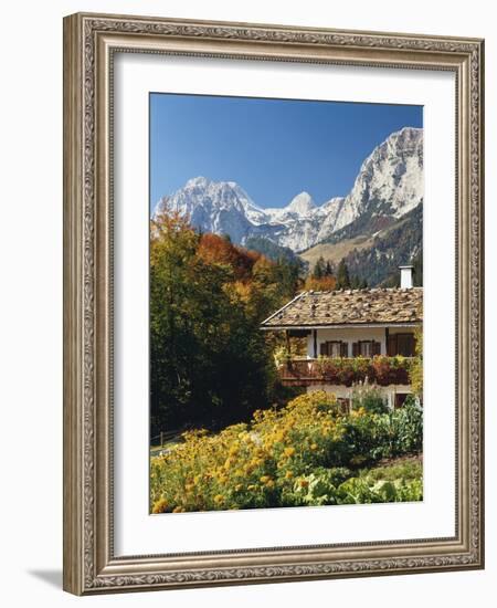 Germany, Berchtesgadener Land District, Ramsau, Farmhouse, Mountains, Reiter Alpe-Thonig-Framed Photographic Print