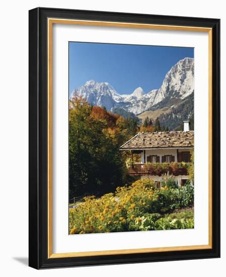 Germany, Berchtesgadener Land District, Ramsau, Farmhouse, Mountains, Reiter Alpe-Thonig-Framed Photographic Print