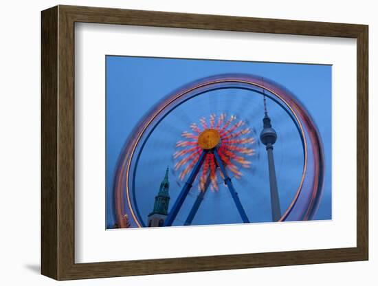 Germany, Berlin, Alexanderplatz, Christmas Market, Ferris Wheel, Evening-Catharina Lux-Framed Photographic Print