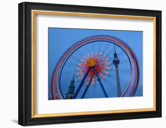 Germany, Berlin, Alexanderplatz, Christmas Market, Ferris Wheel, Evening-Catharina Lux-Framed Photographic Print