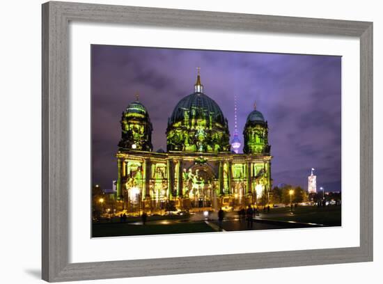 Germany, Berlin, Berliner Dom (Berlin Cathedral), Illumination, Evening-Catharina Lux-Framed Photographic Print