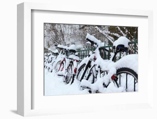 Germany, Berlin, Bicycles, Snowy-Catharina Lux-Framed Photographic Print