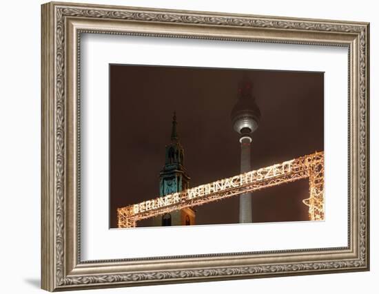 Germany, Berlin, Dusk, Alexanderplatz, Christmas Market-Catharina Lux-Framed Photographic Print