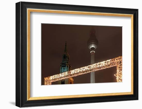 Germany, Berlin, Dusk, Alexanderplatz, Christmas Market-Catharina Lux-Framed Photographic Print