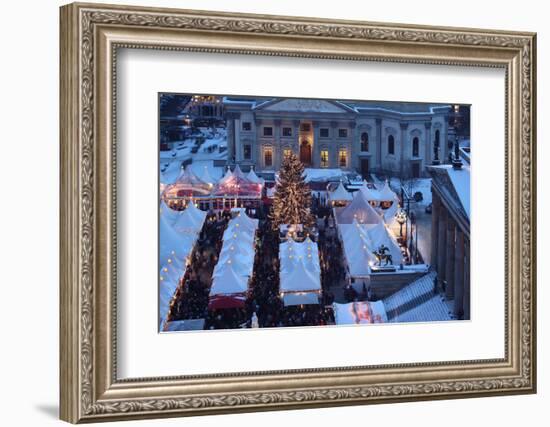 Germany, Berlin, Dusk, Gendarmenmarkt, Christmas Market from Above-Catharina Lux-Framed Photographic Print