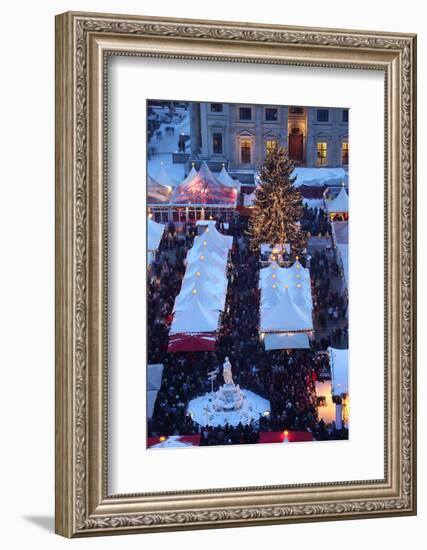 Germany, Berlin, Dusk, Gendarmenmarkt, Christmas Market from Above-Catharina Lux-Framed Photographic Print