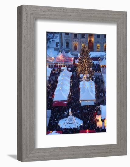 Germany, Berlin, Dusk, Gendarmenmarkt, Christmas Market from Above-Catharina Lux-Framed Photographic Print